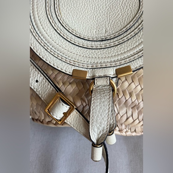 Chloe Marcie Small Basket Bag Raffia and Leather - Neutrals - Picture 4 of 16